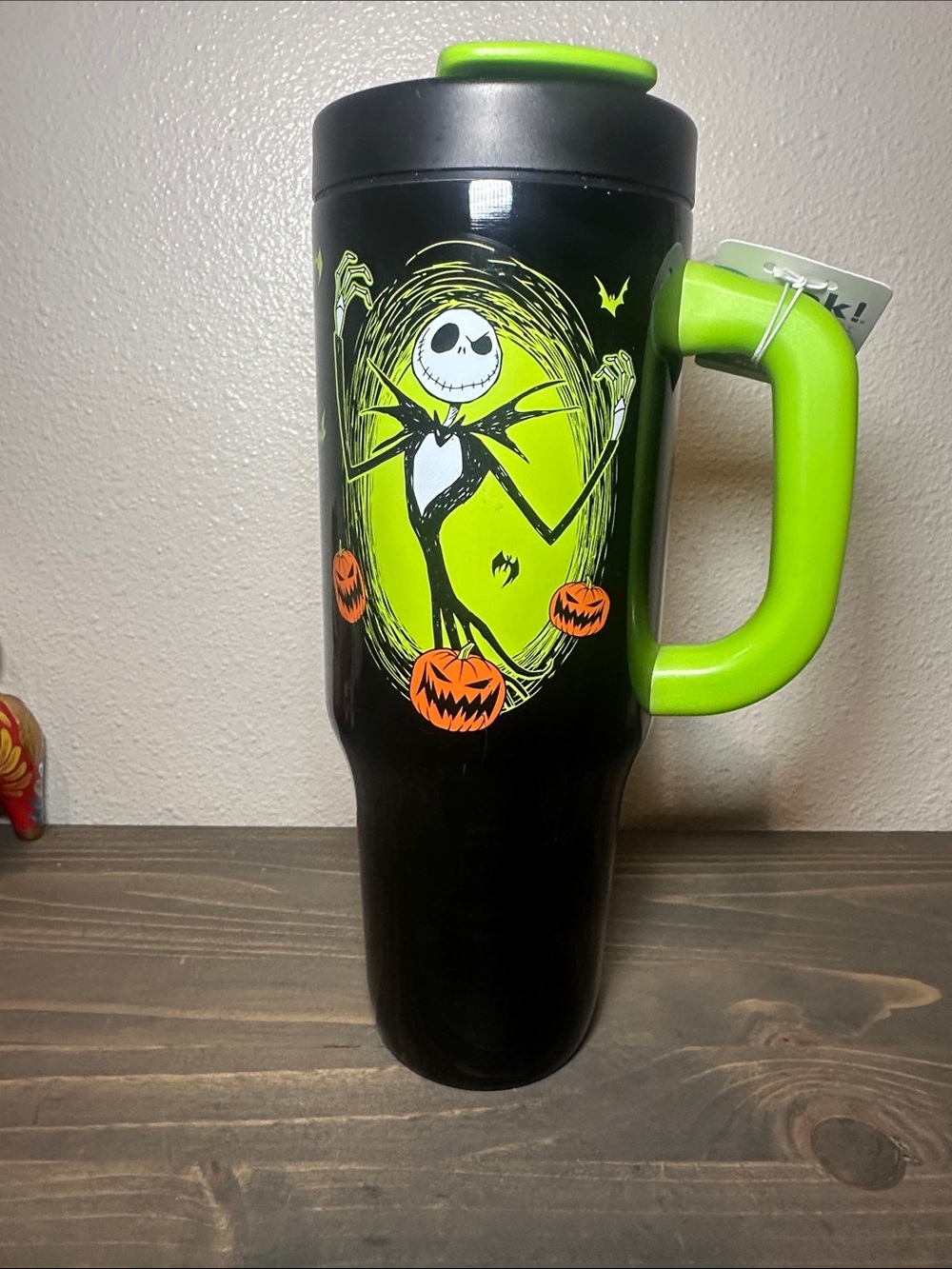 Disney Black and Lime Green Jack Skellington Travel Mug
